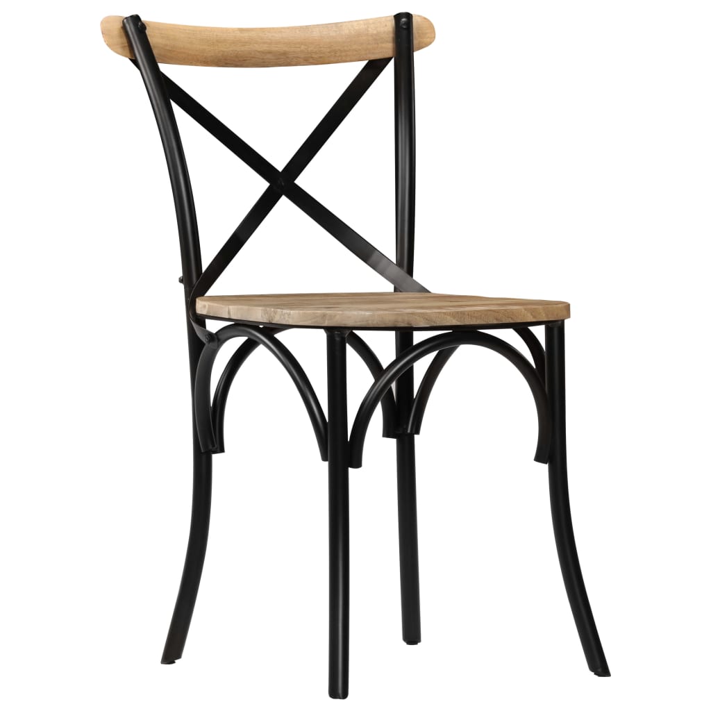 Cadeiras costas em cruz 4 pcs madeira mangueira maciça preto