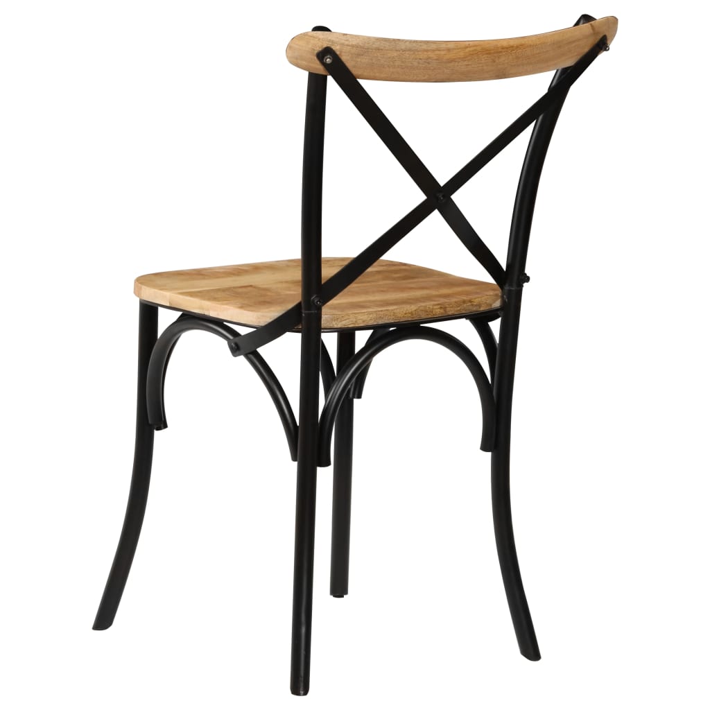 Cadeiras costas em cruz 4 pcs madeira mangueira maciça preto