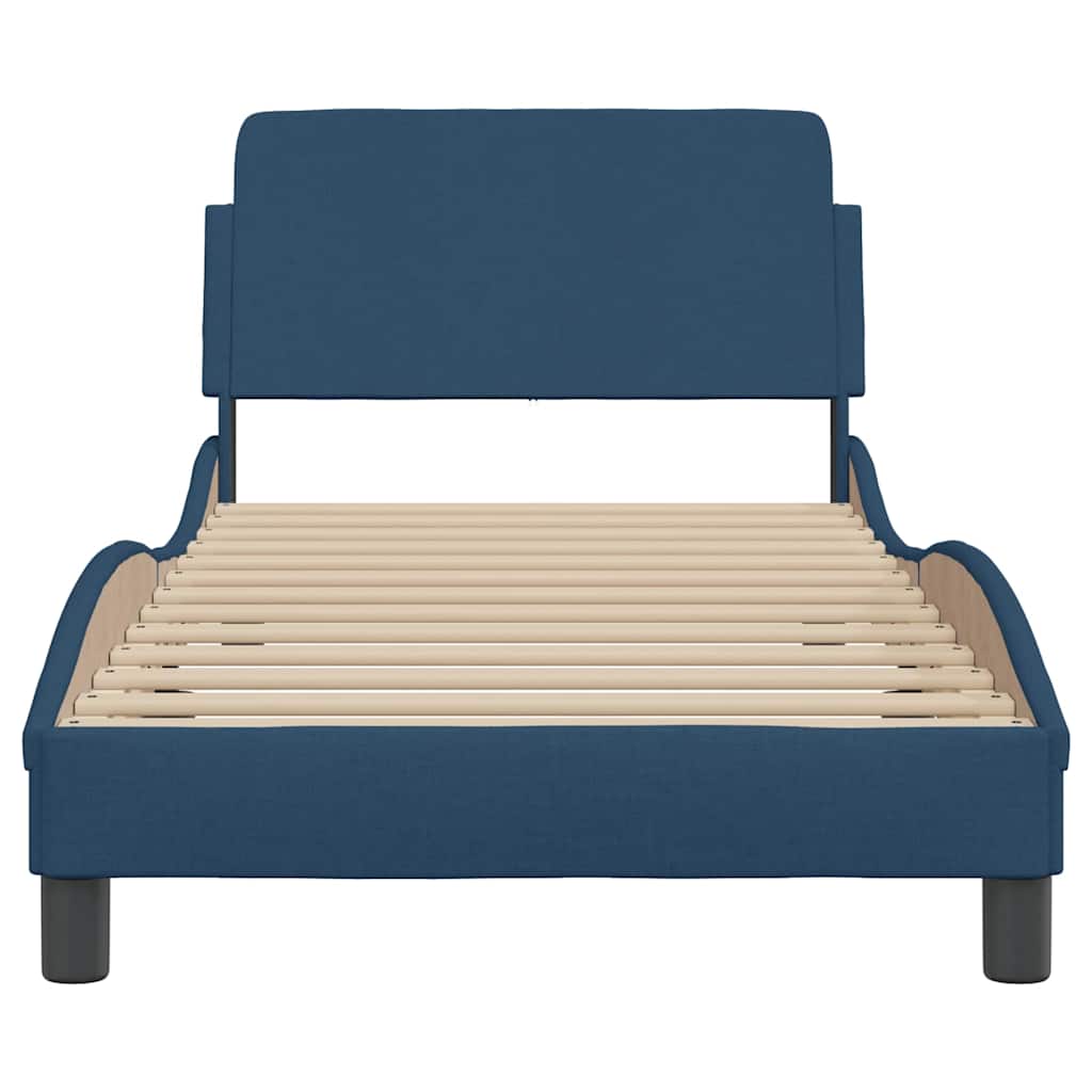 Estrutura de cama com cabeceira dover tecido 90x200 cm azul