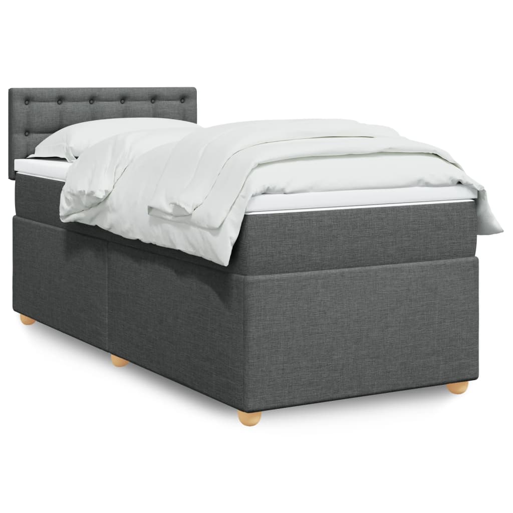Cama com molas/colchão 100x200 cm tecido cinza-escuro