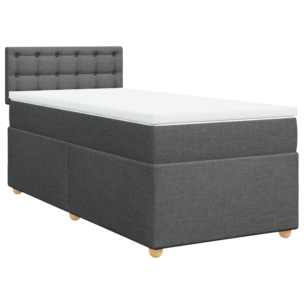 Cama com molas/colchão 100x200 cm tecido cinza-escuro
