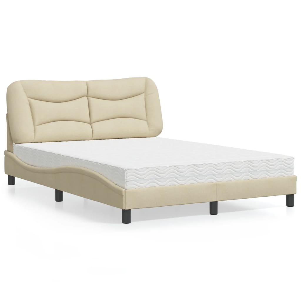 Cama com colchão hvar 140x200 cm tecido cor creme