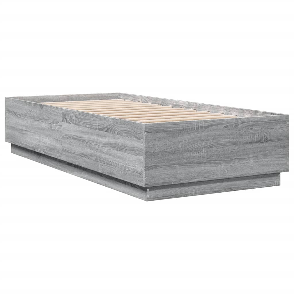 Estrutura cama 90x200 cm derivados de madeira cinzento sonoma