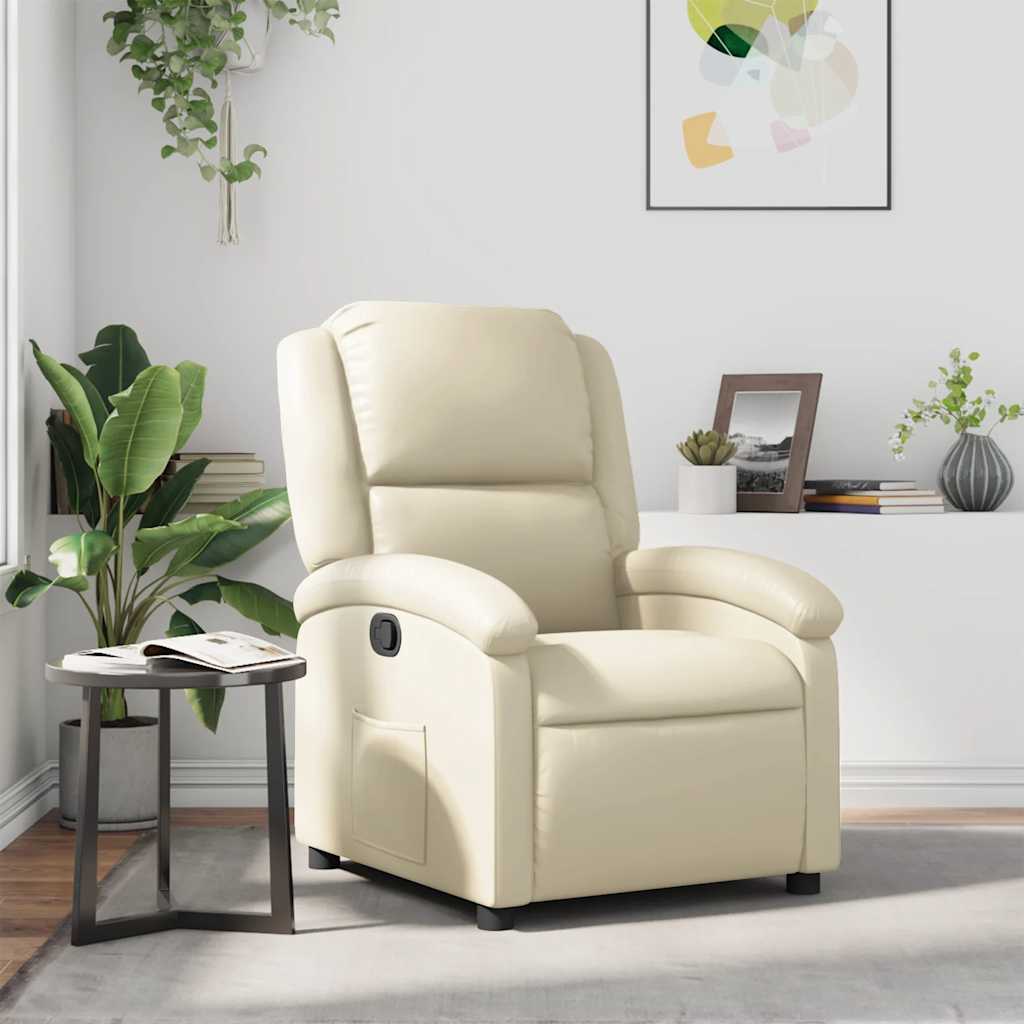Poltrona reclinável couro artificial cor creme