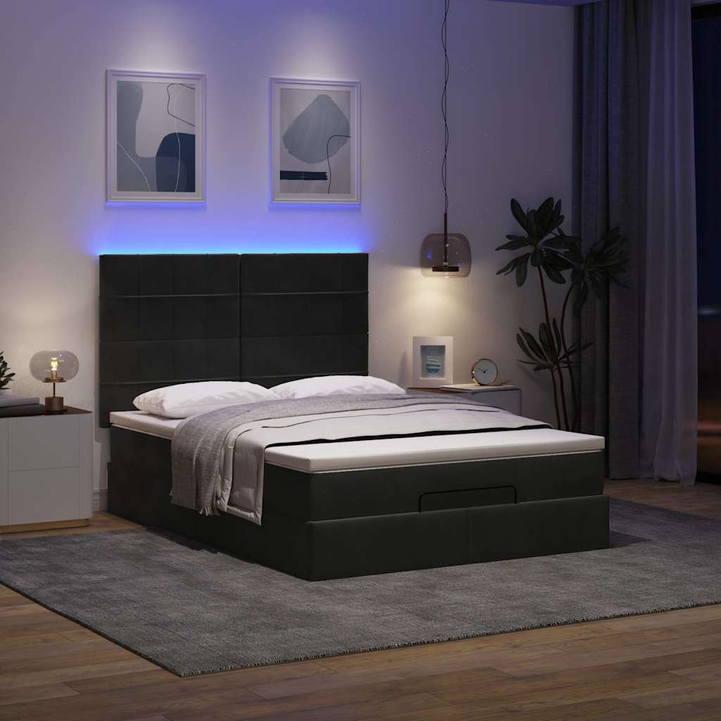 Estrutura de cama otomana com colchões 140x200 cm veludo preto