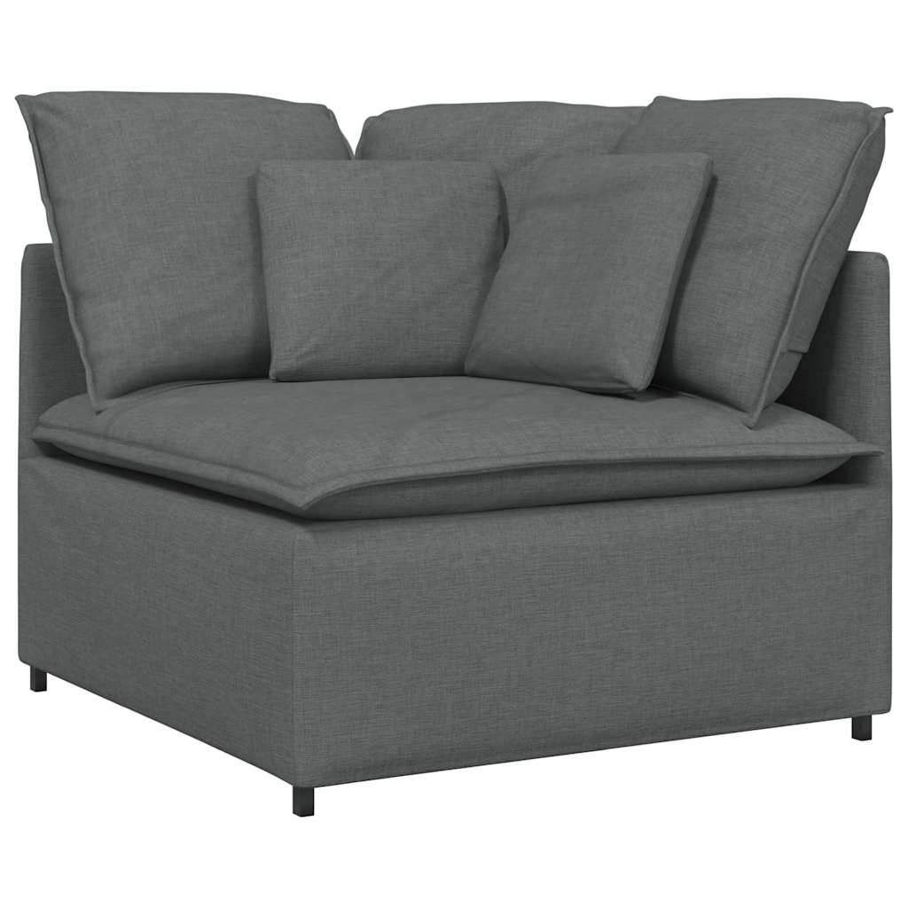 Sofá modular com almofadas tecido cinzento-escuro