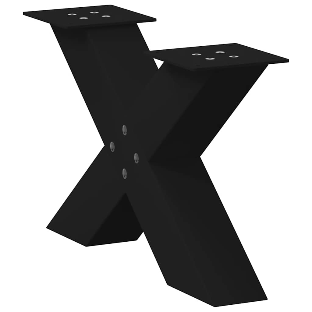 Pés para mesa de centro em formato de x, 2 peças, preto, 50x(30-31) cm, aço
