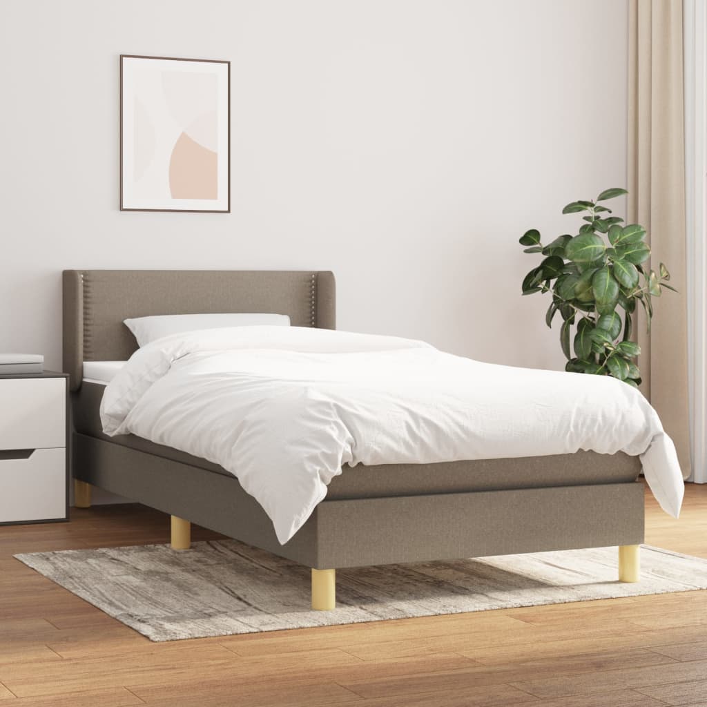 Cama com molas/colchão 90x190 cm tecido castanho-acinzentado