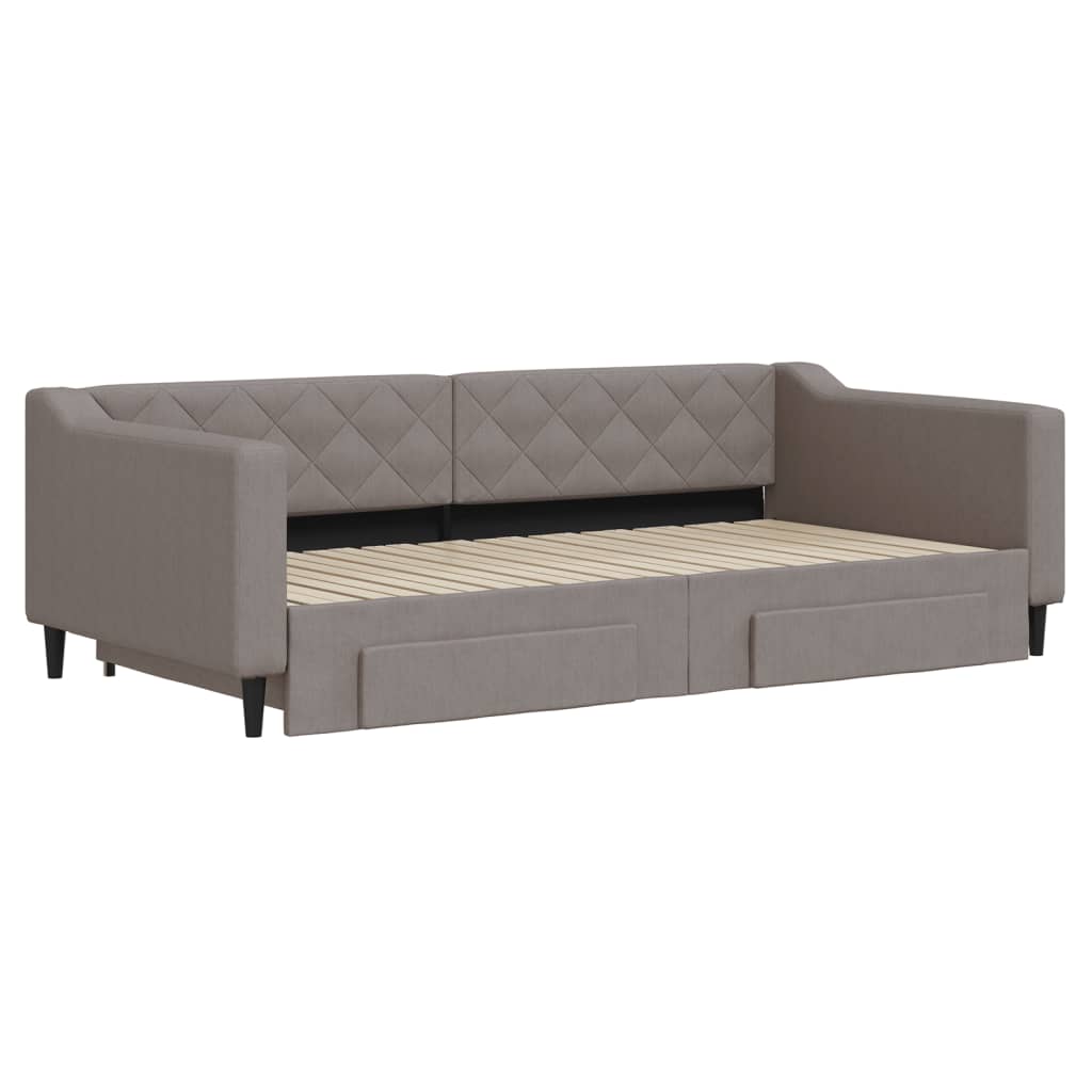 Sofá-cama c/ gavetão/gavetas 100x200cm tecido cinza-acastanhado