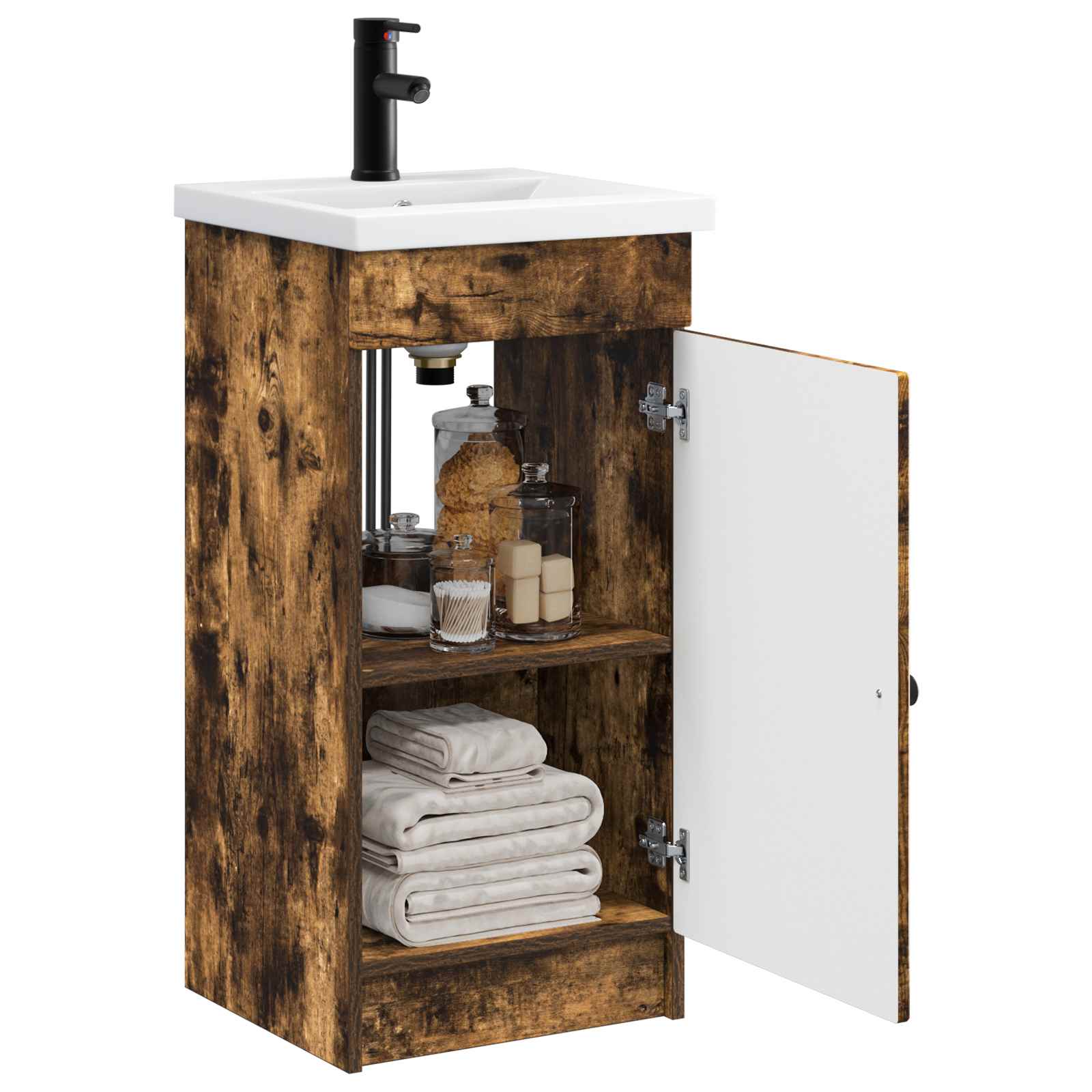 Gabinete de banheiro com pia carvalho fumado 42 x 40 x 84,5 cm