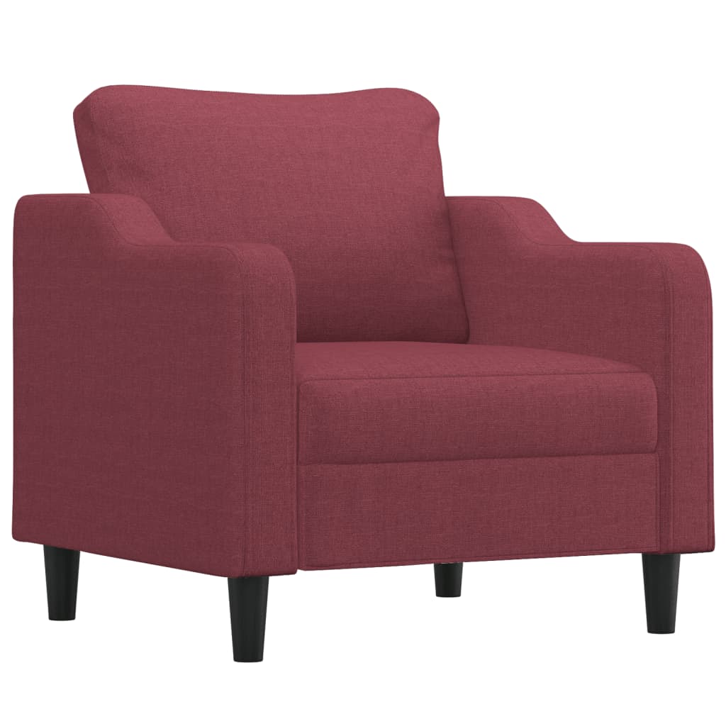 4 Pcs conjunto de sofás com almofadas tecido vermelho-tinto