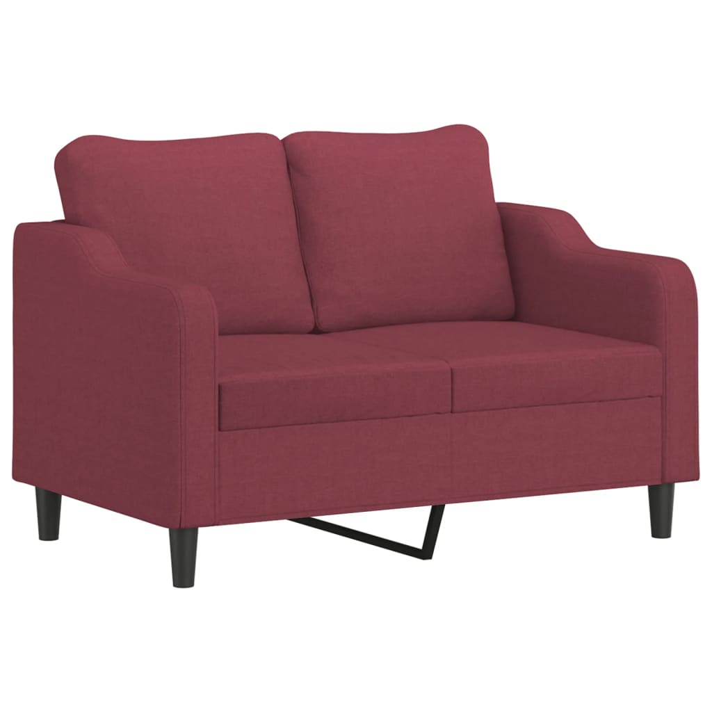 4 Pcs conjunto de sofás com almofadas tecido vermelho-tinto