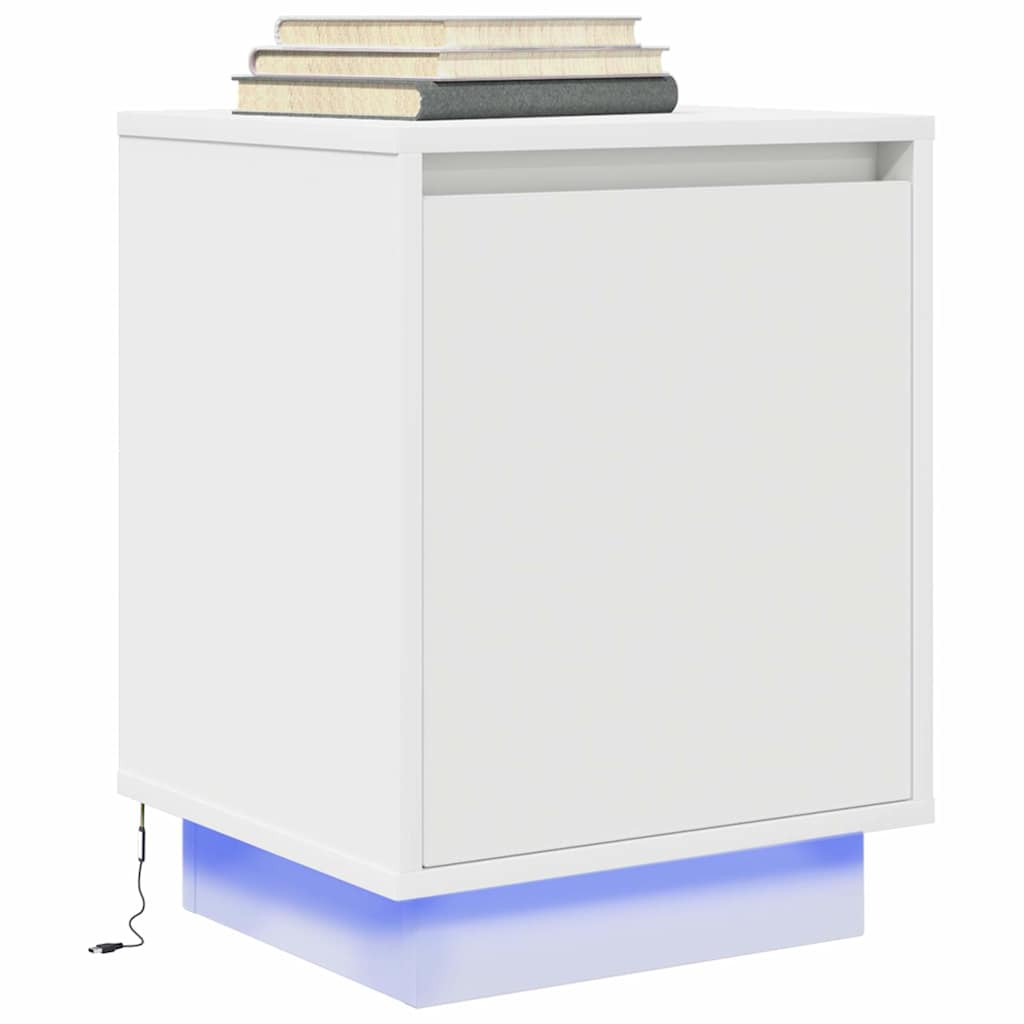 Armário de cabeceira com luzes LED branco 38x34x50 cm