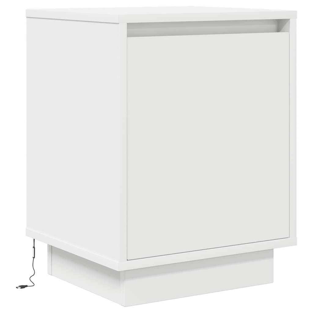 Armário de cabeceira com luzes LED branco 38x34x50 cm