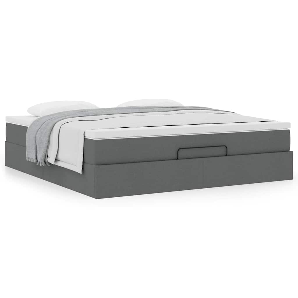 Estrutura de cama otomana com colchão 180x200cm cinzento escuro
