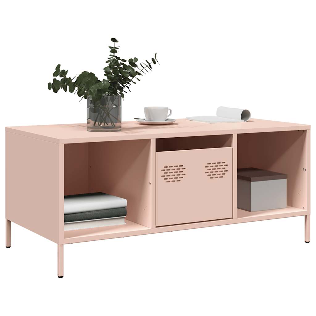 Mesa de centro 101,5x50x43,5 cm aço laminado a frio rosa