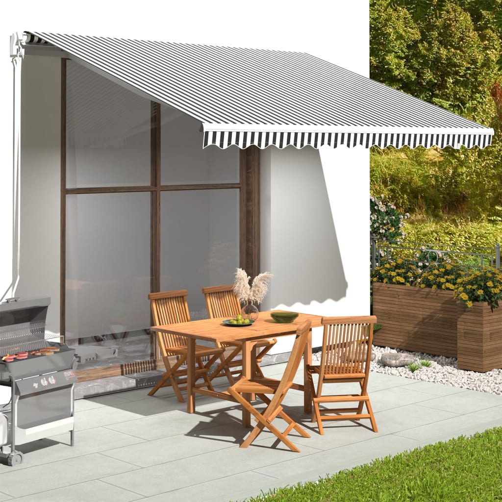 Tecido de substituição para toldo antracite e branco 400x350 cm poliéster
