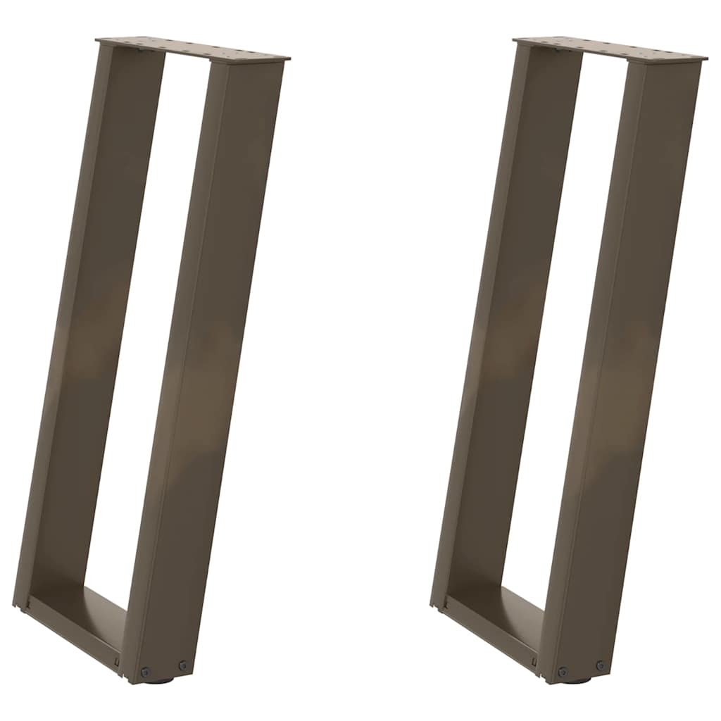 Pés de mesa de console em forma de u, 2 peças, aço natural, 38 x (72-73) cm, aço