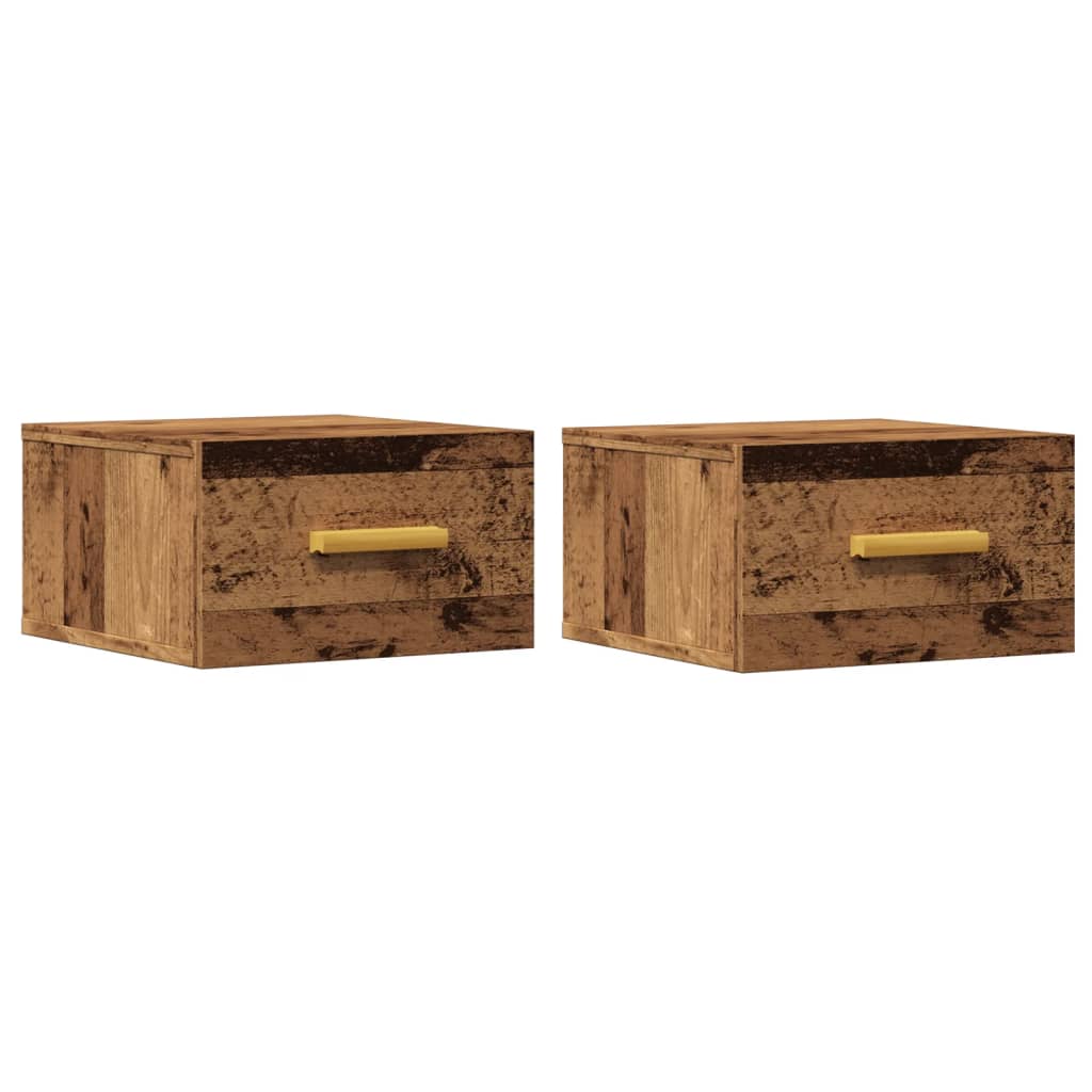 Mesas de cabeceira de parede 2 pcs 35x35x20cm cor madeira velha