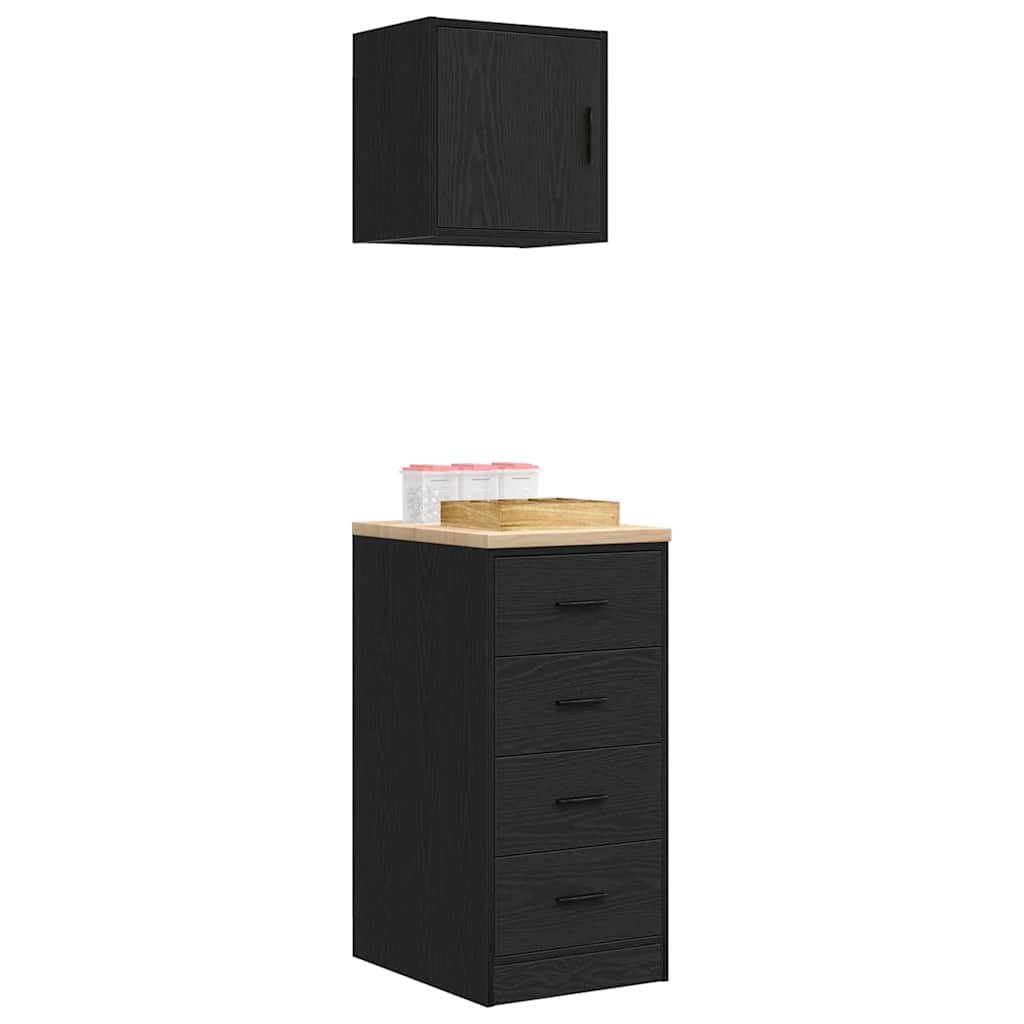Armários de garagem 2 pcs derivados de madeira preto