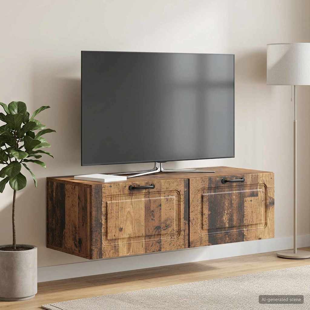 Gabinete de TV de parede madeira antiga 98 x 41 x 30 cm