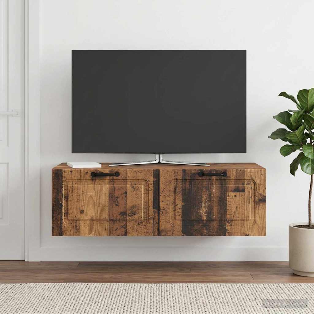 Gabinete de TV de parede madeira antiga 98 x 41 x 30 cm