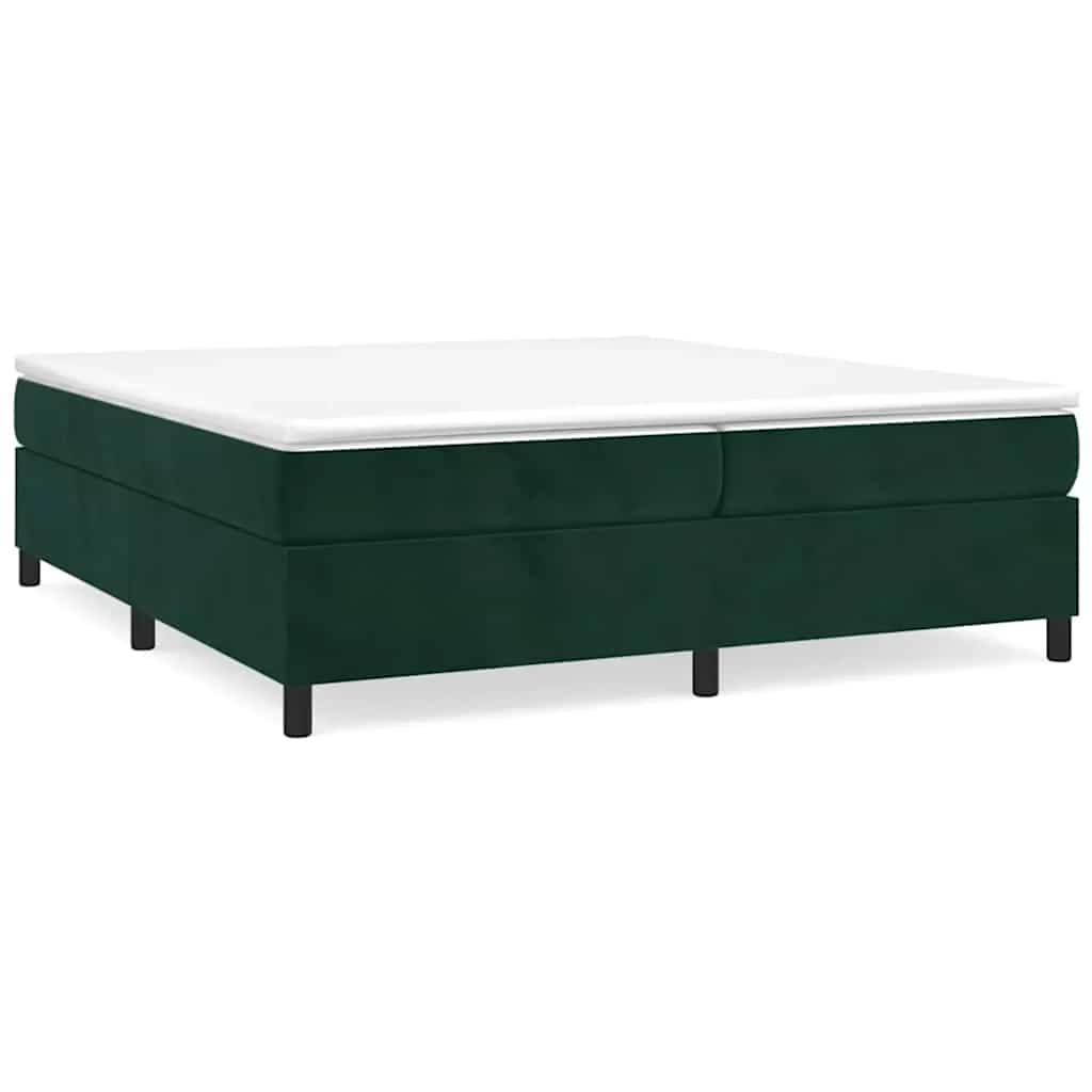 Cama com molas/colchão 200x200 cm veludo verde-escuro