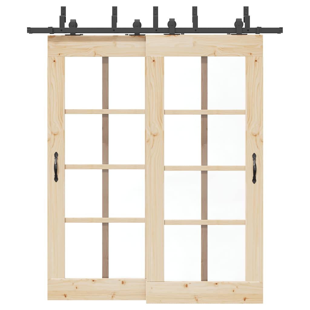 Kit de ferragens para porta deslizante 200 cm aço preto