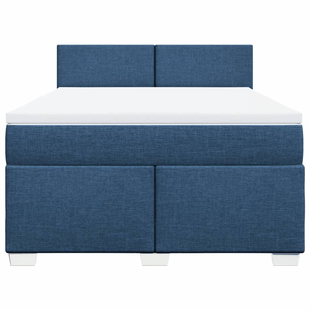 Cama com molas/colchão 140x200 cm tecido azul