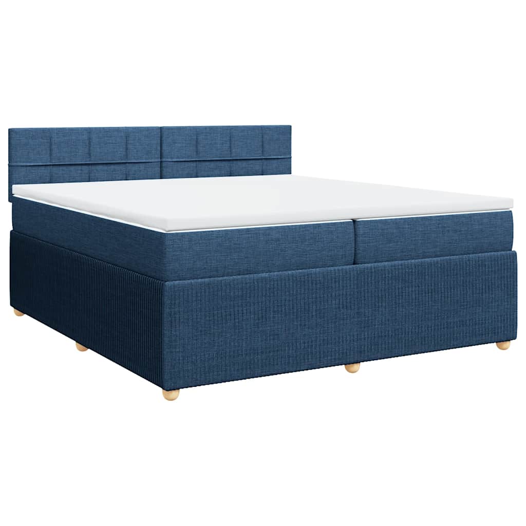 Cama com molas/colchão 200x200 cm tecido azul