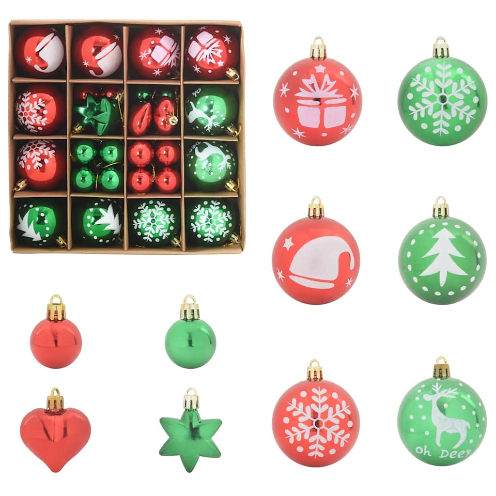 Conjunto de bolas de natal 40 unid. vermelho e verde ø 6 cm