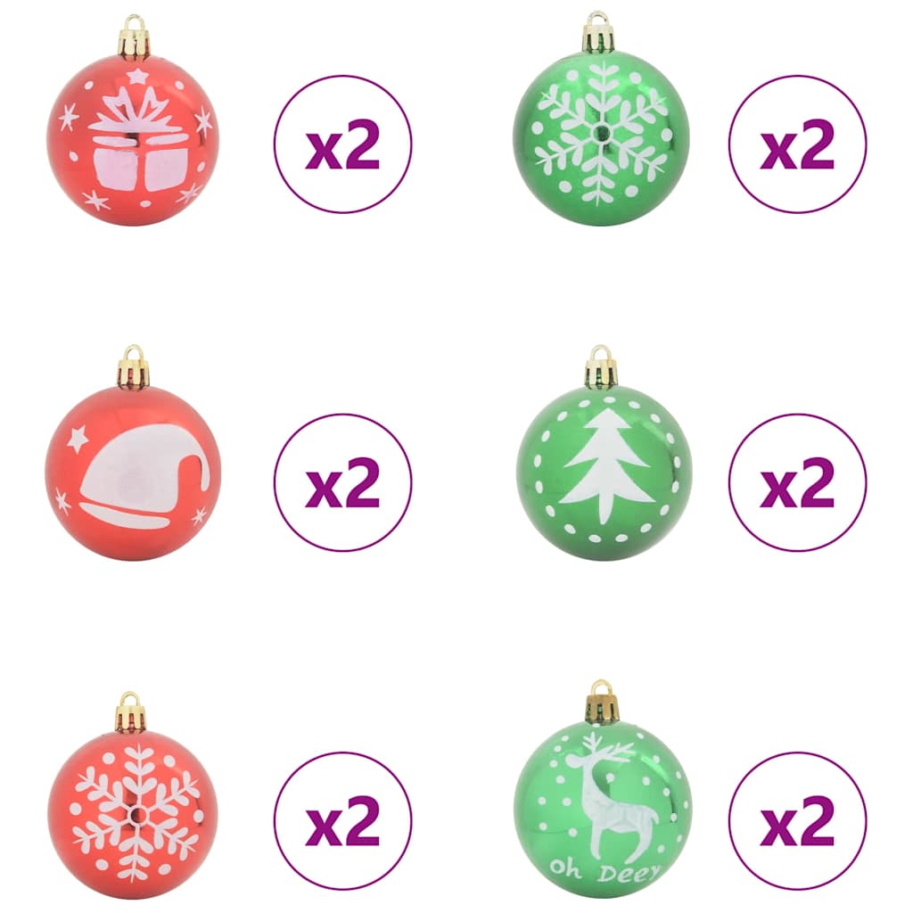 Conjunto de bolas de natal 40 unid. vermelho e verde ø 6 cm