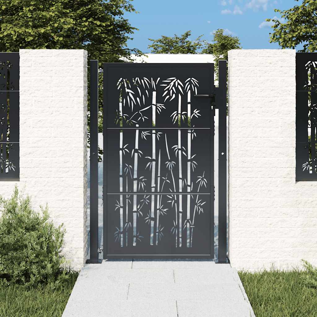Portão de jardim antracite 100x150 cm aço bambu design