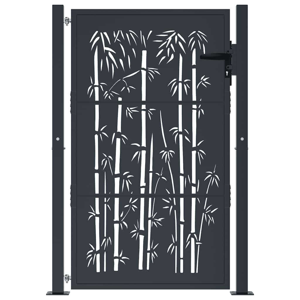 Portão de jardim antracite 100x150 cm aço bambu design