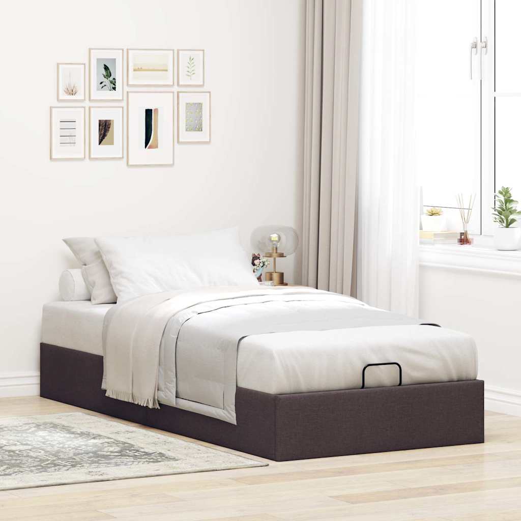 Estrutura de cama otomana sem colchão 80x200 cm castanho escuro