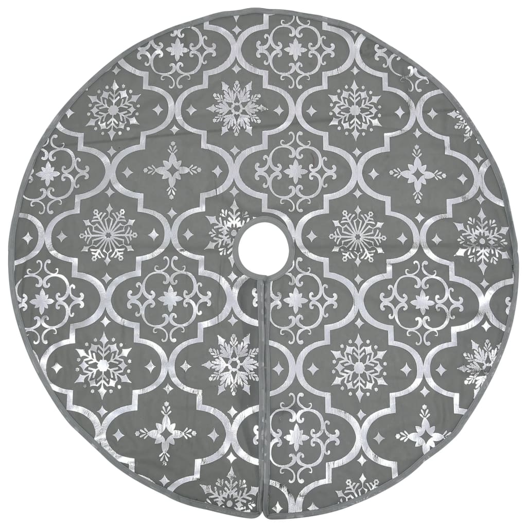 Saia de árvore de natal luxuosa 122 cm com meia tecido cinzento