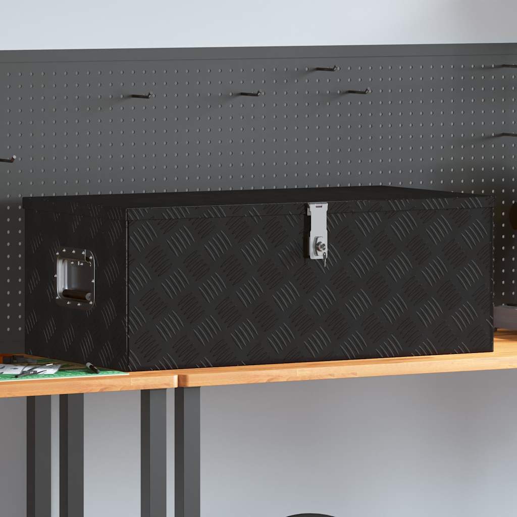 Caixa de arrumação 90x47x33,5 cm alumínio preto