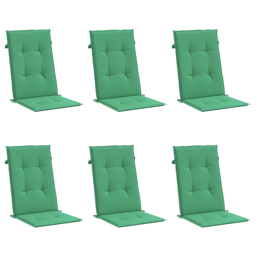 Almofadões para cadeiras altas de jardim 6 pcs tecido verde