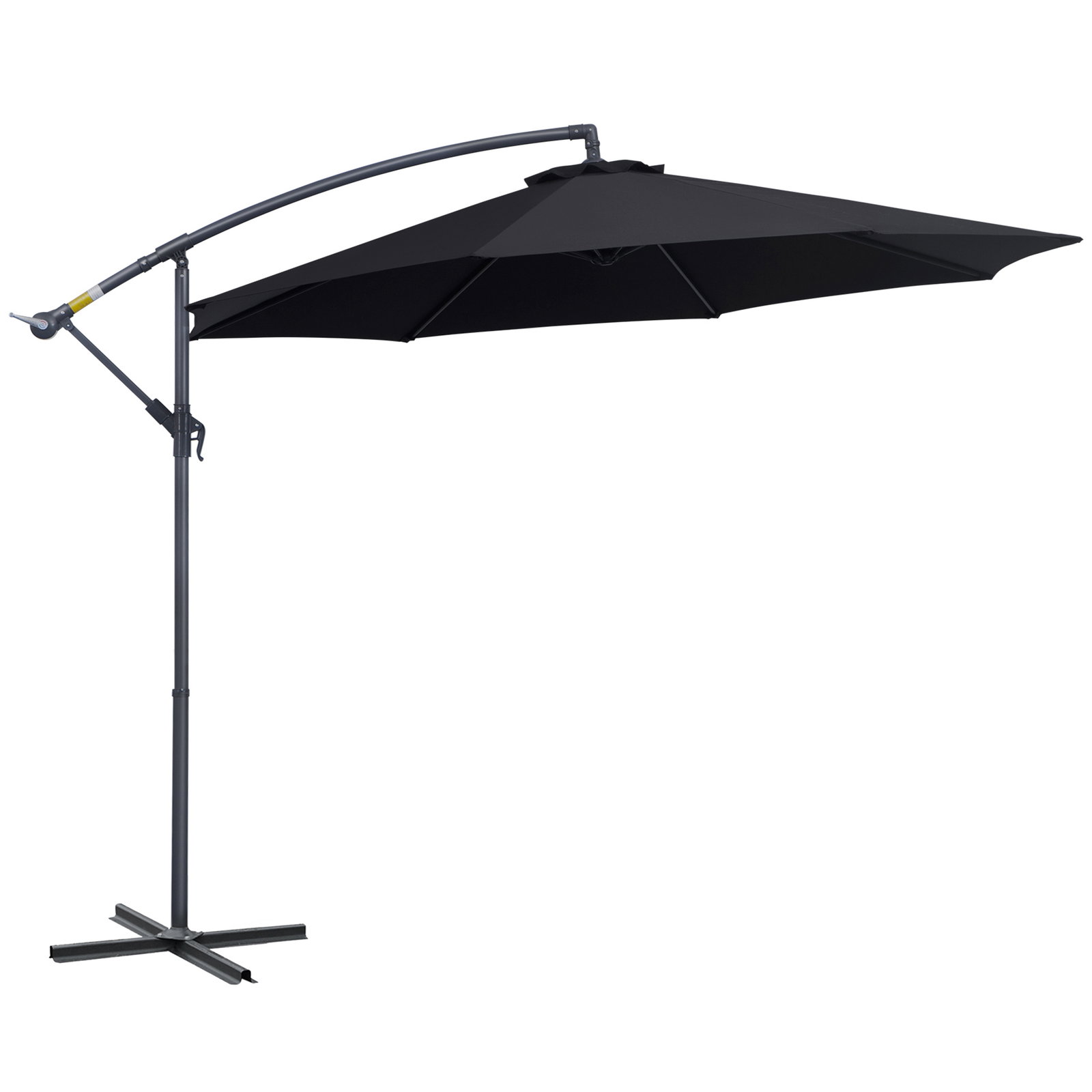 Chapéu de Sol de Jardim Ø300x260cm Chapéu de Sol Excêntrico Inclinável com Manivela Base Cruzada e Suporte de Metal 8 Hastes par