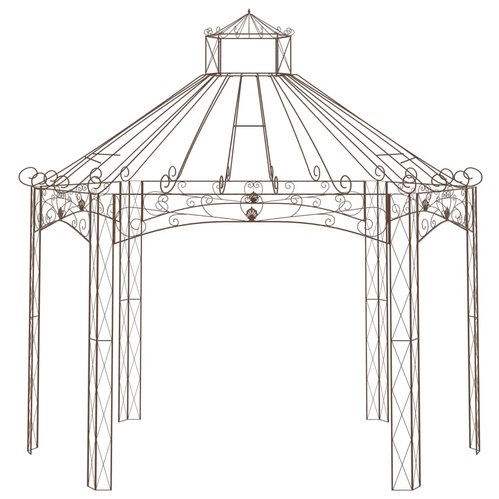 Pavilhão de jardim 400x258x378 cm ferro castanho antigo