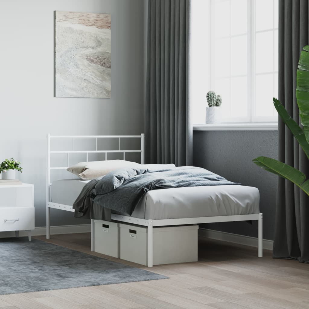 Estrutura de cama sem colchão com cabeceira 75x190 cm branco