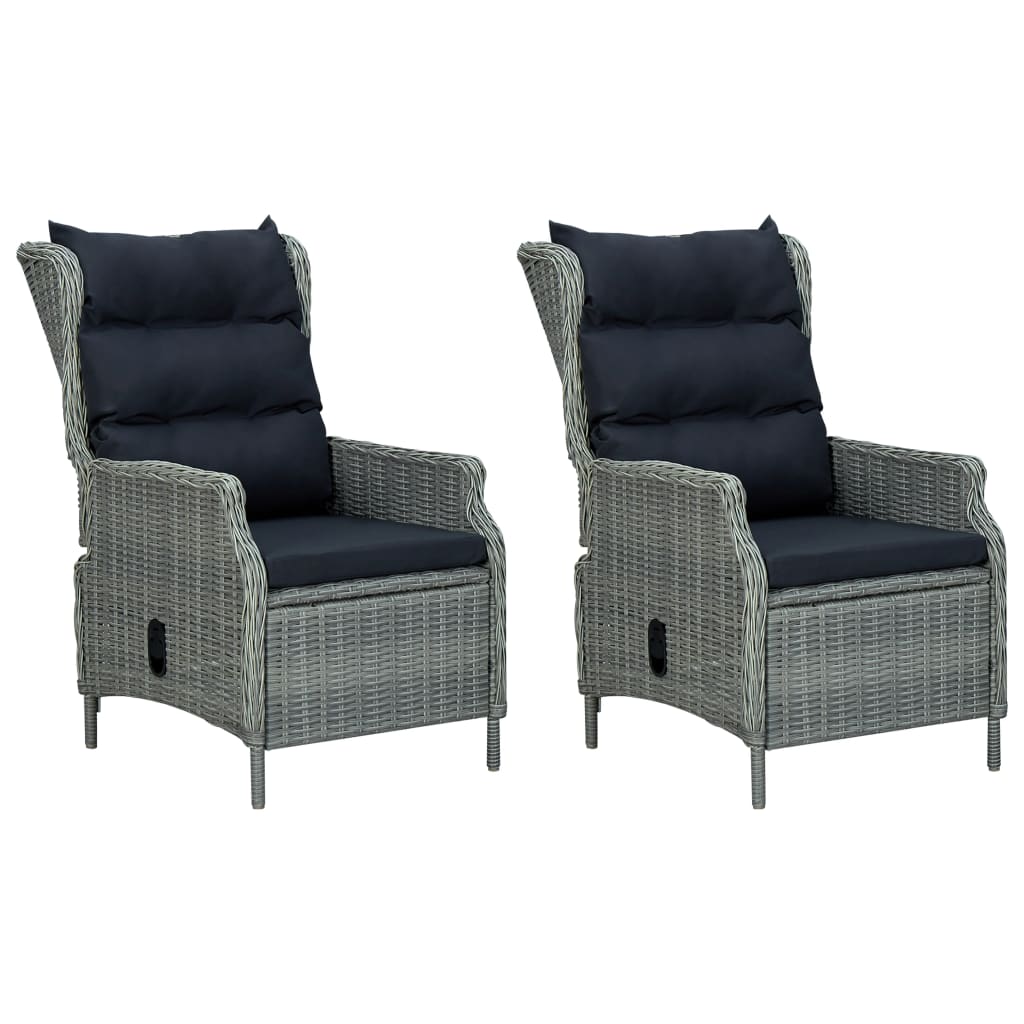 9 Pcs conj. jantar exterior + almofadões vime PE cinzento-claro