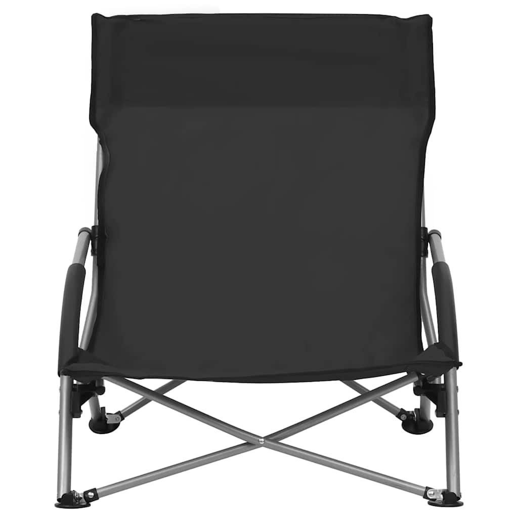 Cadeiras de praia dobráveis 2 pcs tecido preto