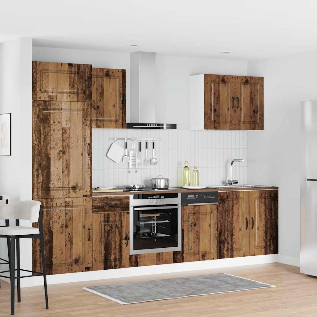7 Peças armário de cozinha conjunto kalmar madeira velha