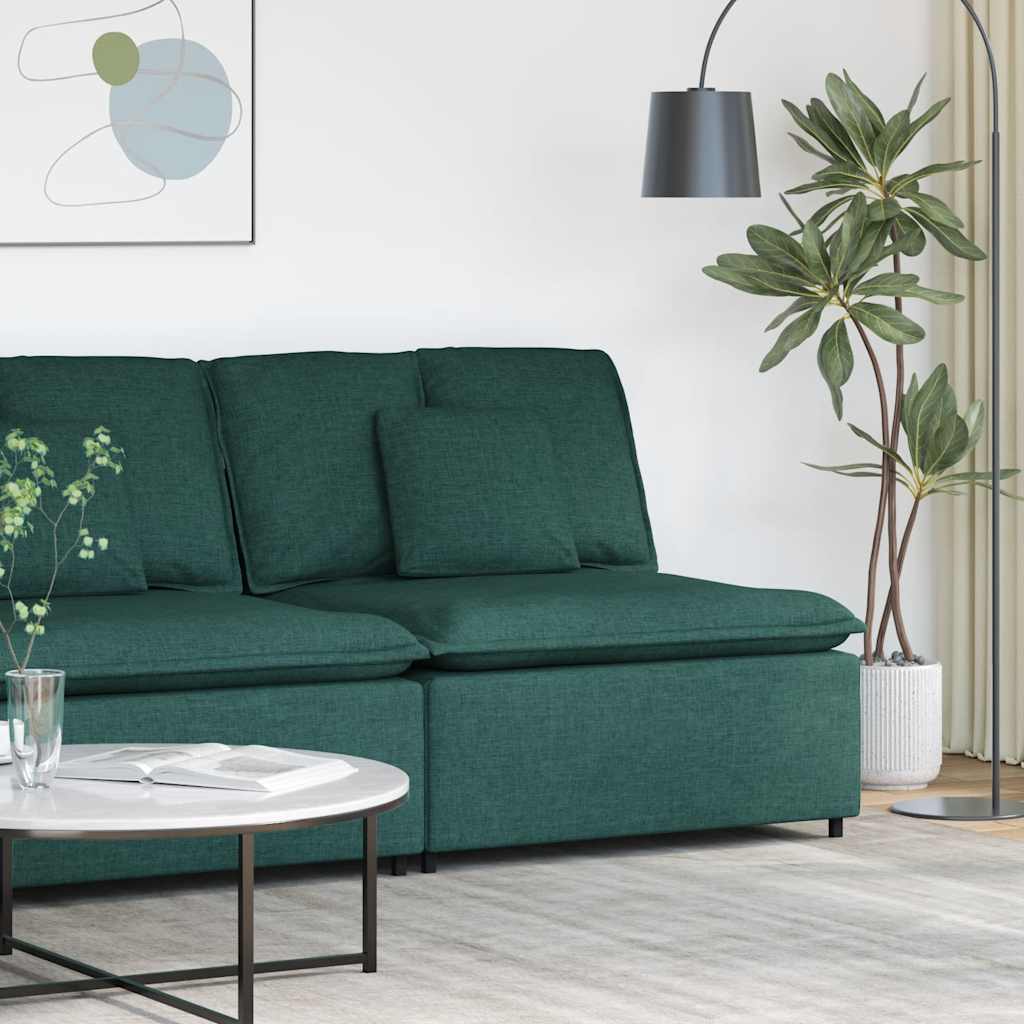 Módulo central para sofá modular com almofadas, verde escuro, 100 cm