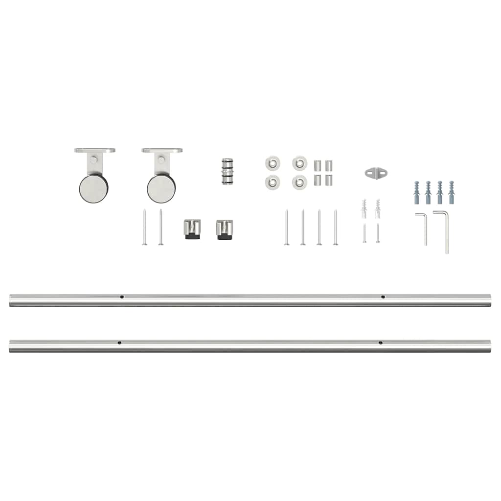 Kit ferragens p/ porta deslizante 183cm aço inoxidável prateado