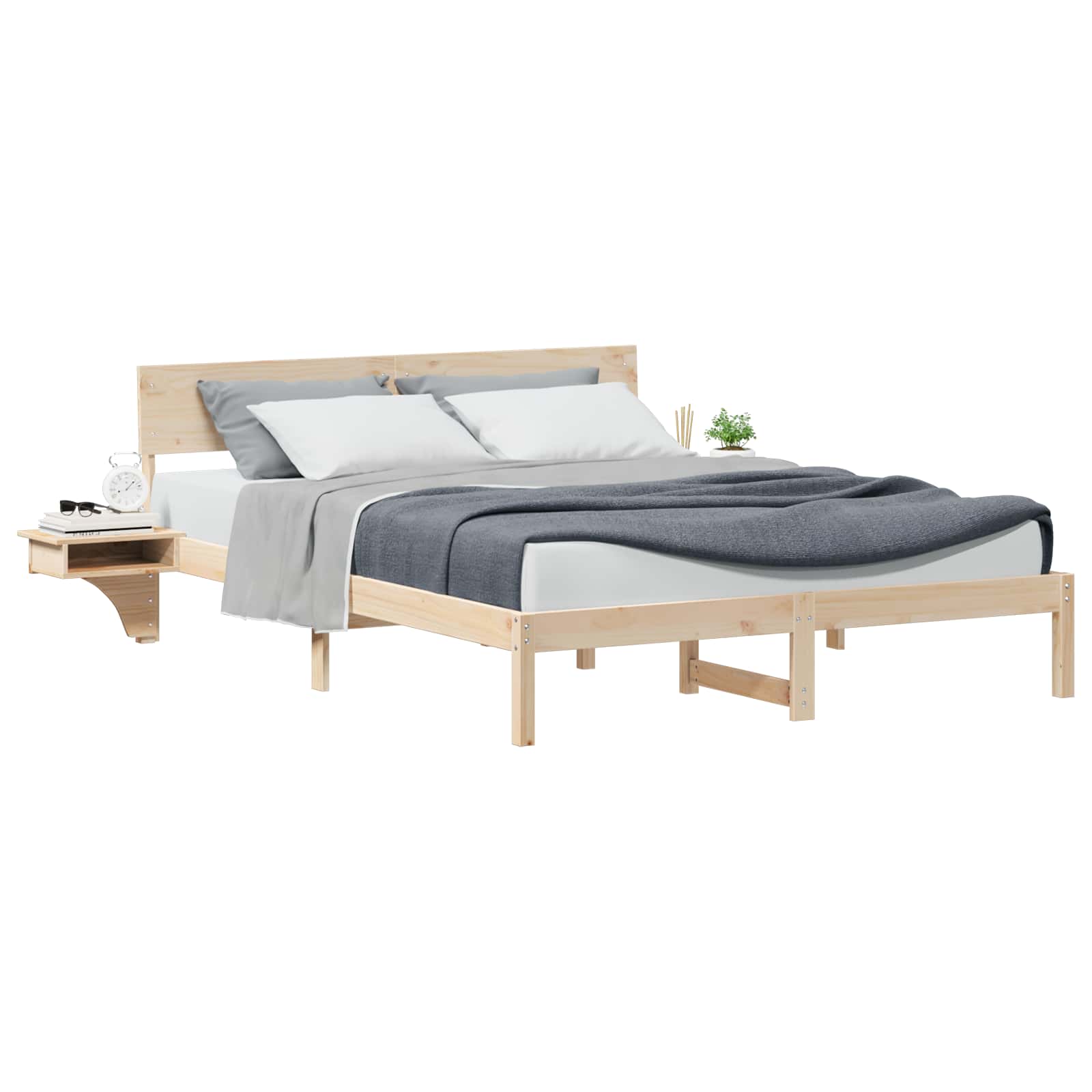 Estrutura da cama com cabeceira castanho 160 x 200 cm