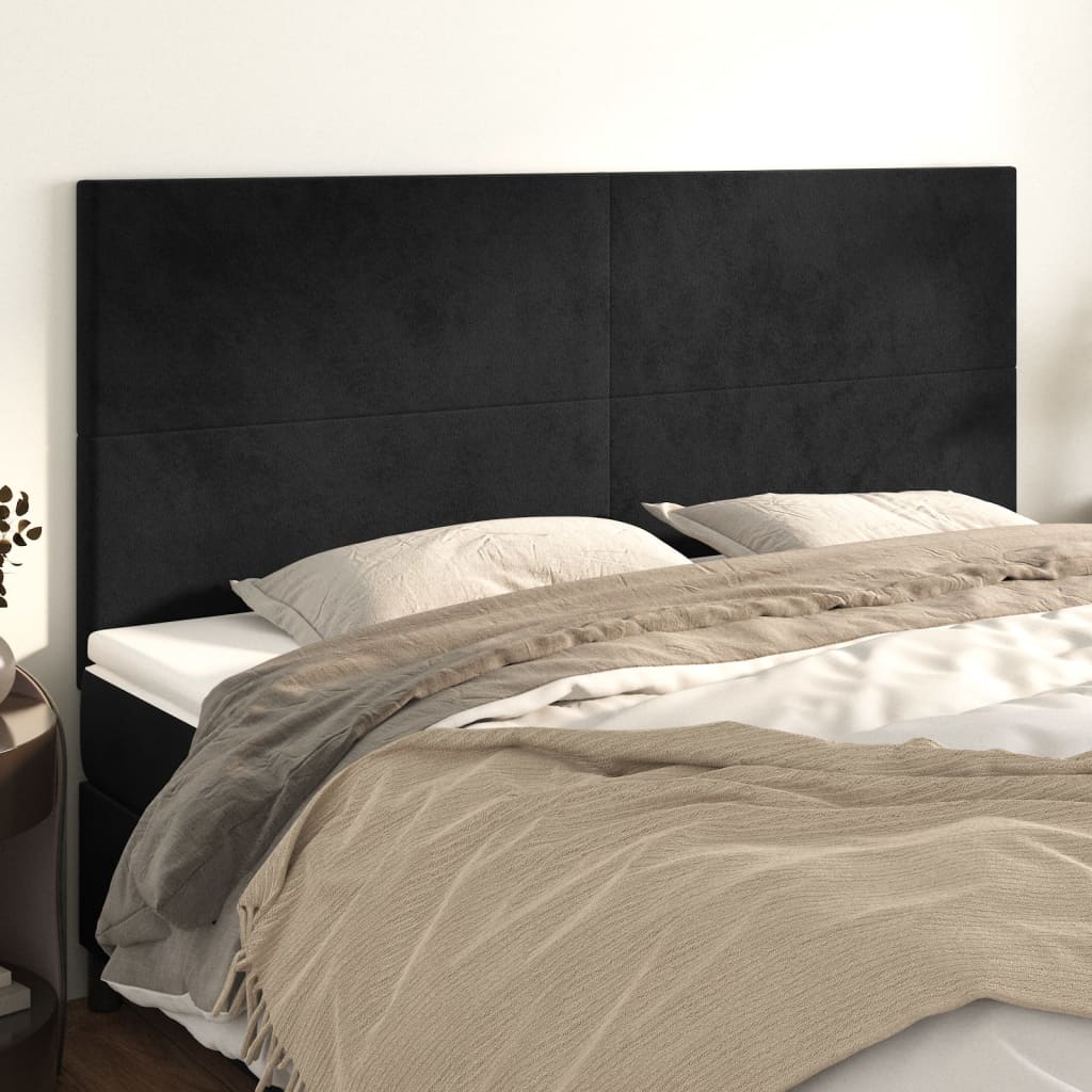 Cabeceira preta 160x5x118/128 cm veludo