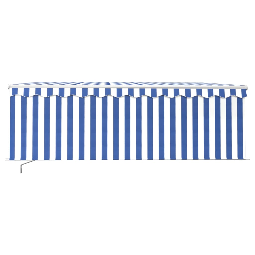 Toldo retrátil manual com estore/LED 4,5x3 m azul e branco