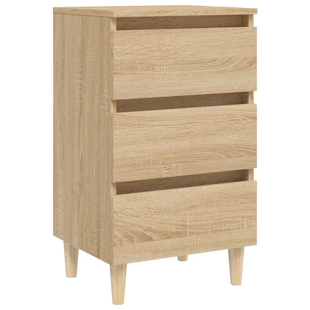 Mesa de cabeceira pernas de madeira 40x35x69cm carvalho sonoma